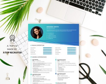 Resume design template, CV template, professional resume template, CV template word, Modern Resume, creative resume, instant download, photo