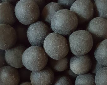 Wool Dryer Balls - 6 Large Natural Black Wool Dryer Balls - Dryer Ball Set - Wool felt Balls - Great For Cloth Diapers - Felted Dryer Balls