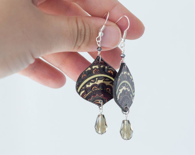 Arabic earrings, Abstract earrings, Fairytale gift, Ornament earrings, Brown dangle earrings, Brown earrings, Brown earings