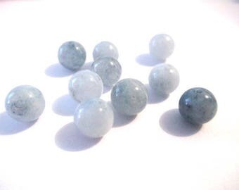 10 beads natural blue grey jade 8mm (46)