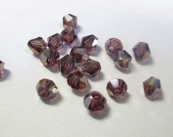 20 perles toupies violet irisé 4mm imitation cristal autrichien