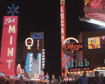 Vtg Color Transparent Photo Las Vegas Casino 1960's At Night