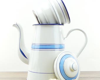 Coffee pot enamel - coffee - French coffee pot - Shabby chic decor - French country house - country