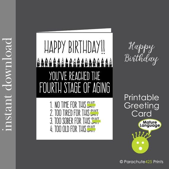 Printable Birthday Mature Birthday Card funny birthday card