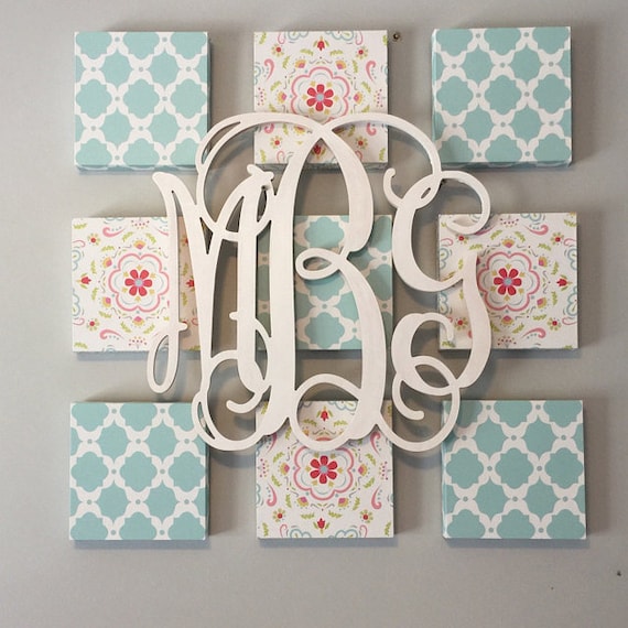 Painted Wooden Monogram Wall Hanging Home Decor Nursery