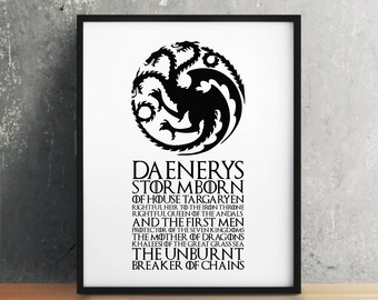 Printable Daenerys Targaryen Game of Thrones Digital Download