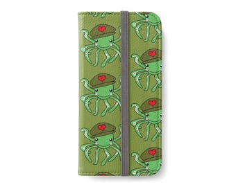 octopus iphone case, army iphone case, octopus iphone wallet case, army iphone wallet case, army gift, gift for soldier, octopus gift, army