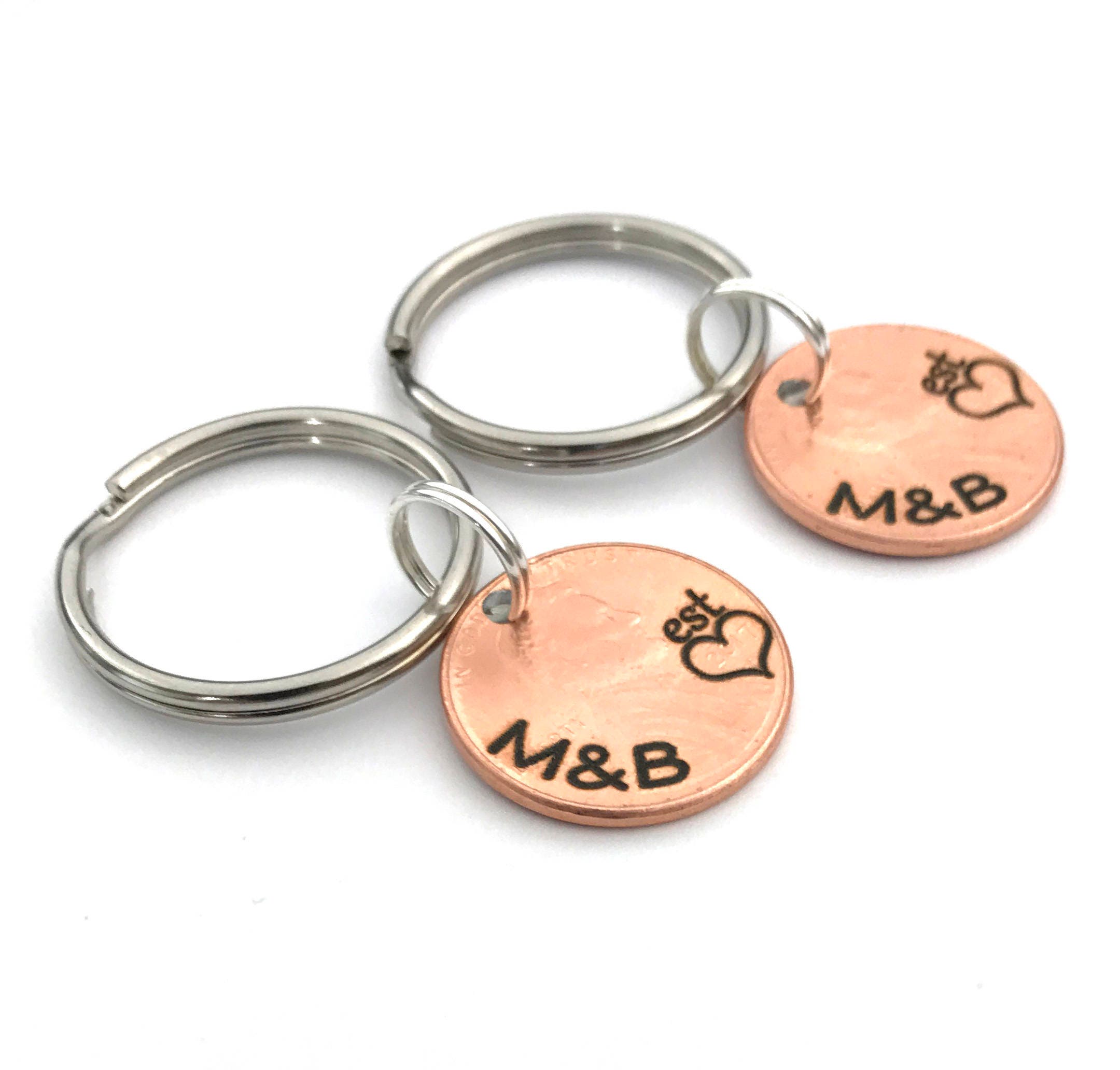 Personalized Matching Keyrings For Couples: Anniversary, Valentine's Day Gift (2 Pcs
