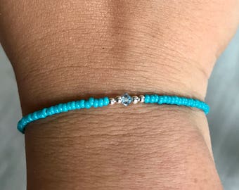 Teal Swarovski/miyuki bracelet, teal bracelet, Swarovski bracelet, miyuki bracelet, Swarovski aquamarine, bridesmaids gift, Wedding favor