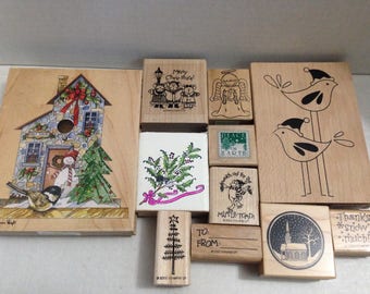 Vintage rubber stamp grab bag Christmas #6