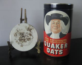 1982 Quaker Oats Tin / Vintage Quaker Oats Tin / Retro Advertising Tin / Collectible Tin