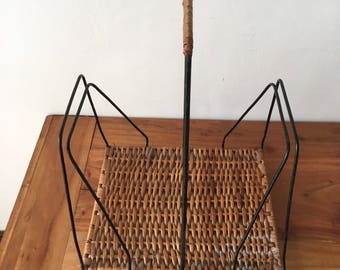 Wicker Metal Retro Magazine Rack