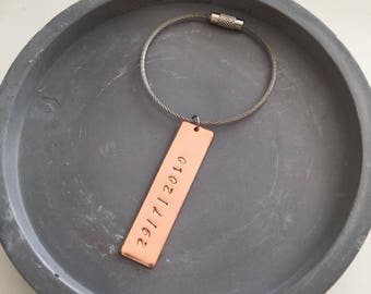 Copper Keyring, Father's Day, Father's Day Gift, Copper Keychain, Personalise Keyring, Copper Gift, Stamped Keyring, choose your own wording