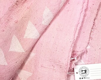 Mud Cloth, Pink Triangle print, Authentic Hand crafted Textile