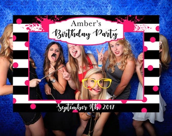 Kate Spade Bridal Shower Photo Booth Frame, Bridal Shower Sign, Black & White Stripes, Bachelorette Party Sign, Birthday, Digital Download