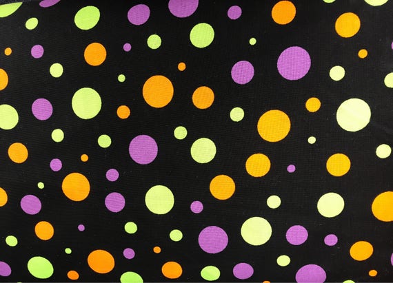 Orange green & purple polka dot fabric Halloween fabric