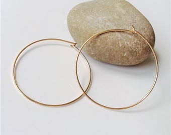 Gold Thin Hoop Earrings, Minimalist Lightweight Hoop Earrings, Gold Hoop Earrings, Large Hoops.