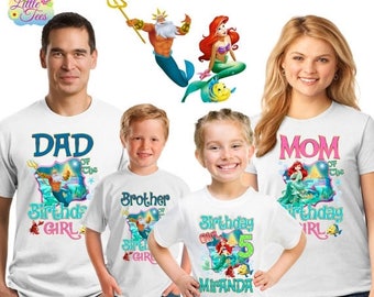 15% Off little mermaid shirt/little mermaid birthday shirt/ariel shirt/little mermaid birthday girl/birthday girl shirt/disney princess