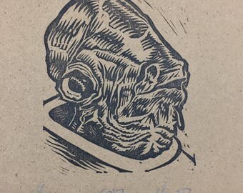 Star Wars admiral Ackbar signed and numbered block print return of the jedi only 25 made