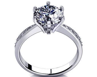 ON SALE D/Vvs1 Diamond Engagement Ring 2 Carat Round Cut 14k Yellow/White Gold Bridal Jewelry