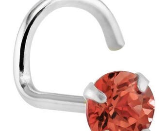 Garnet (January) - 14KT White Gold Nose Twist