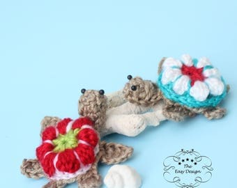 Easy Crochet Turtle, 3D Turtle, Applique Pattern Turtle, Embellishment Pattern, Easy Turtle Crochet, 3D Tortue Beginner amigurumi turtle PDF