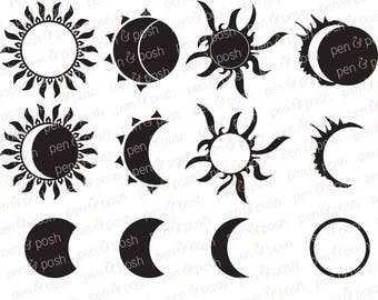 Svg - Solar Eclipse SVG - Eclipse SVG - 2017 Eclipse - Sun SVG - Silhouette Svg - Sun and Moon Svg - Dxf - - Solar Eclipse 2017