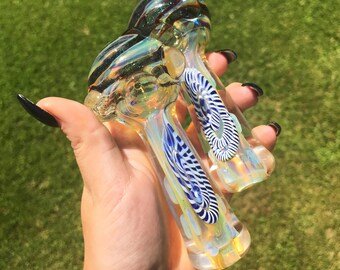 Color Changing Dichro Glass Pipe w/ Glitter Swirl Accent