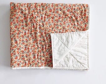 Peachy Rose Quilt, Nursery Bedding, Floral fabric, Flower Fabric, Rifle Paper Fabric, Rifle Paper Co, Baby Blanket, Twin Bed Quilt