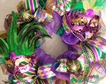 XMAS in JULY SALE-15%off Mardi gras wreath, Mardi gras Wreaths, Mardi gras, Fleur de lis wreath, Fleur de lis wreaths, fleur de lis, tri col