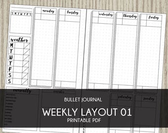 Bullet Journal template printable planner weekly layout bujo starter kit instant download agenda calendar 2017 2018 diy insert