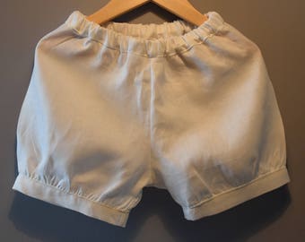 White linen with elastic waist shorts