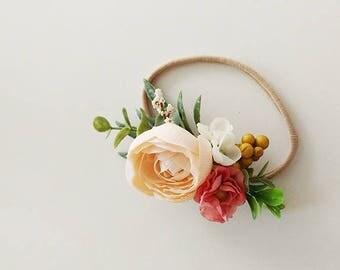 Newborn Floral Crown | Baby Headband | Floral Crown | Flower Crown | Rustic headband | Floral headband | Newborn prop