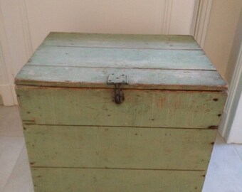 painted wooden toy chest