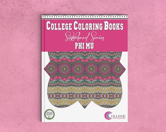 Phi Mu Fraternity Coloring Book | Sorority Recruitment Bid Day Reveal | Big Little Gift | Study Break | Back to School | Greek Licensed
