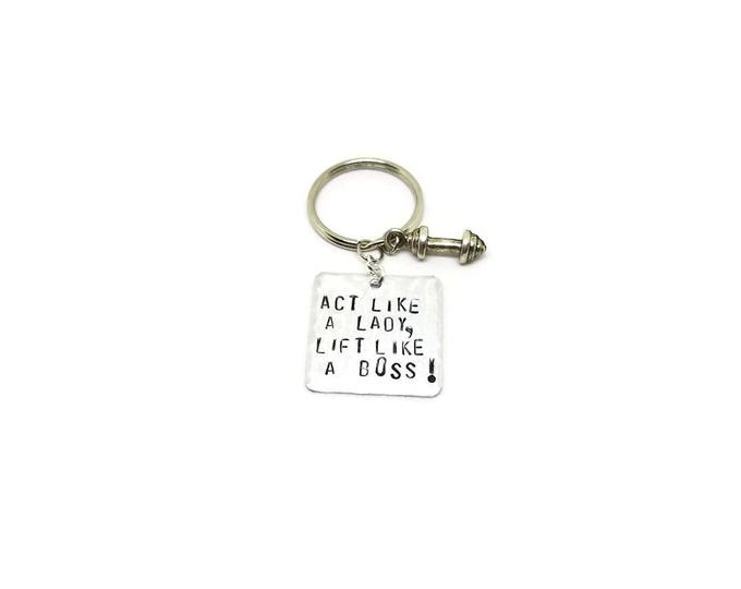Act Like a Lady Lift Like a Boss Keychain, Cross-fit Key Chain, Workout Gift, Gym Key Chain, Gift for Her, Unique Birthday Gift
