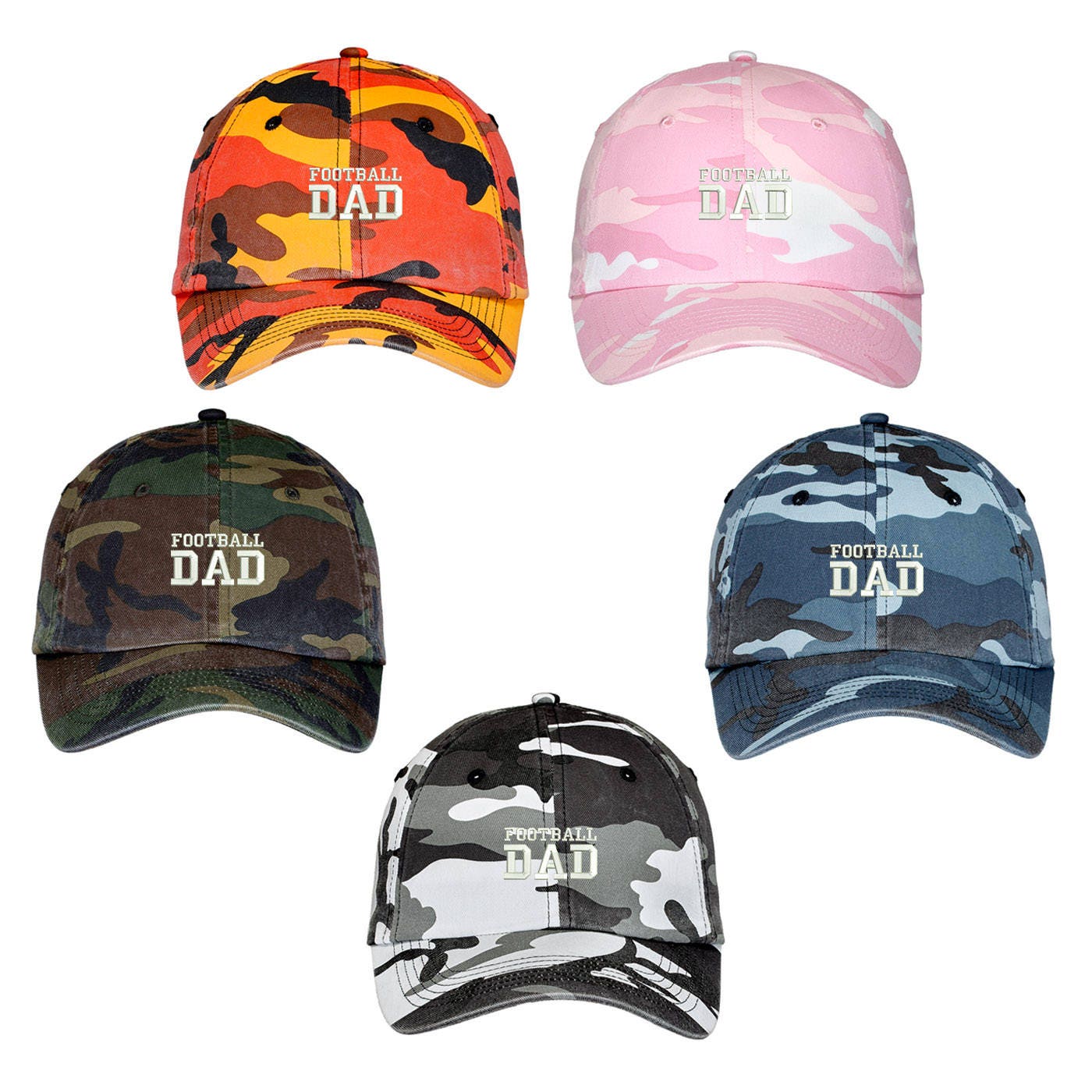 FOOTBALL DAD Camo Dad Hat Embroidered National Football