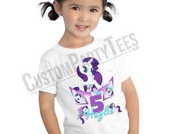 My Little Pony Birthday Shirt Custom Name & Age Personalized Rarity Birthday Shirt