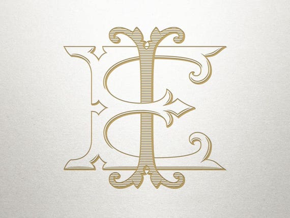 Custom Vintage Monogram EI IE Vintage Monogram Digital