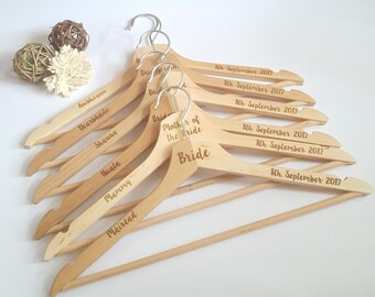 Wedding Hangers, Bridal Party Hangers, Clothes Hanger, Personalised Dress Hanger, Bridal Accessories, Bridal Dress Hangers