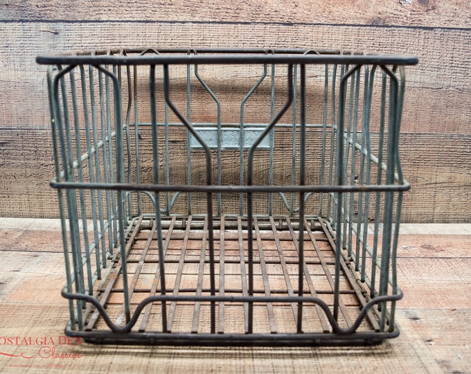 Wire Milk Crate | Metal Milk Crate | Milk Bottle Crate | Vintage Metal Storage | Warner's Dairy | Industrial Storage | Steampunk Supply