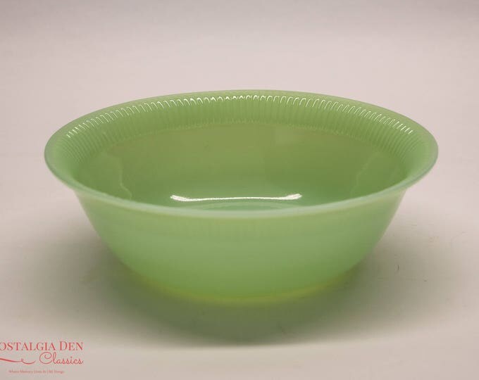 Vintage Fire King Jane Ray Jade-Ite | 8.25''Round Vegetable Serving Bowl | With Label