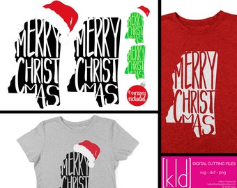 4 Mississippi Christmas SVG Files - Mississippi svg - Merry Christmas svg - Santa Hat svg - State if Mississippi Christmas