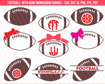 Football svg, football svg with bow, Football monogram svg, football decal svg, Cricut, Silhouette, svg football - Svg, Dxf, Ai,Pdf, Png,Eps