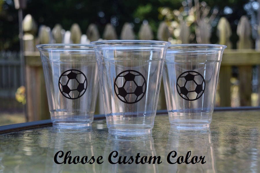 10 Soccer Cups BPA Free 9 12 & 16 oz Cups Plastic Soccer