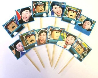 PRINT TODAY! The Diamond Minecart Roblox Cupcake Toppers, Dan TDM, Birthday Decorations, Roblox Birthday, Mine game Party, Printable