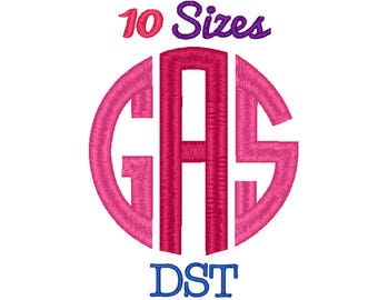 Circle Monogram Embroidery Font Machine Embroidery Fonts DST Format File Pack Set 10 Sizes Digital Embroidery Design Instant Download