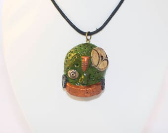 Doll necklace, doll pendant, steampunk necklace, steampunk pendant, zombie necklace, zombie pendant, creepy necklace, creepy pendant.