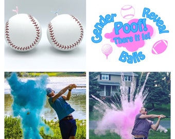 SOFTBALLS 2x Powder of Baseballs Gender Reveal Balls Pack (Custom Color Combinations and Styles)