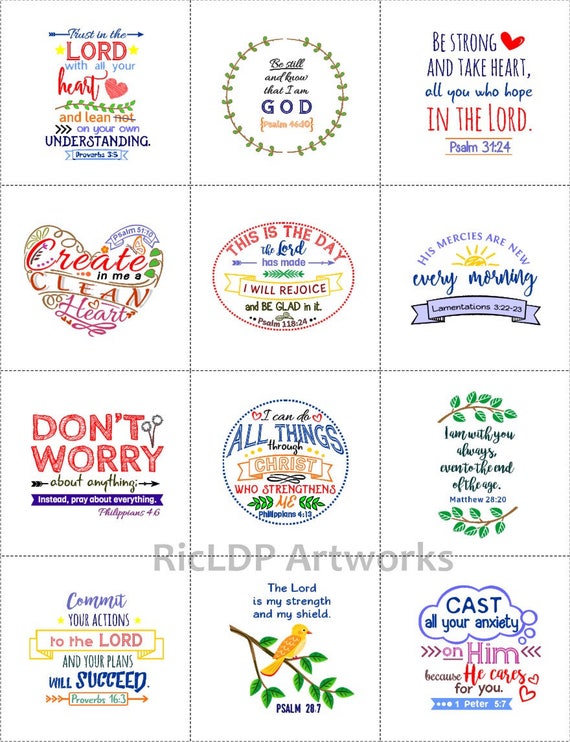 12 printable bible art stickers plus 12 diy corner page